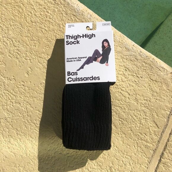 New American Apparel Black Thigh High Socks vintage original tall Y2K 2000s rare - Picture 1 of 9